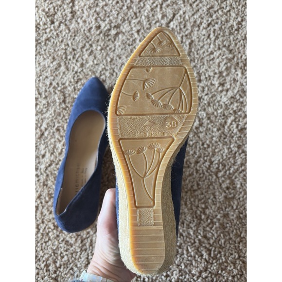 Eric Michael Navy Blue Suede Leather TEVA Wedge Almond‎ Toe Shoes Spain 38 7.5-8 - Picture 16 of 16